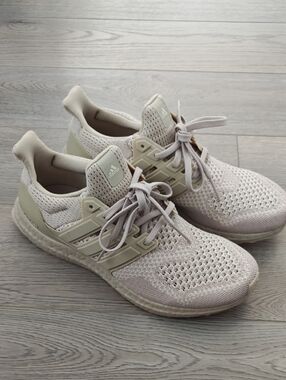 adidas Cream Knit Ultraboost Running Sneakers with Support Cage